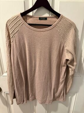 Ofeefan Size L Blush / light pink Cable-Sleeve Knit Top